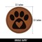 Paw Print with Heart Dog Round Iron-On Engraved Faux Leather Patch Applique - 2.5"
